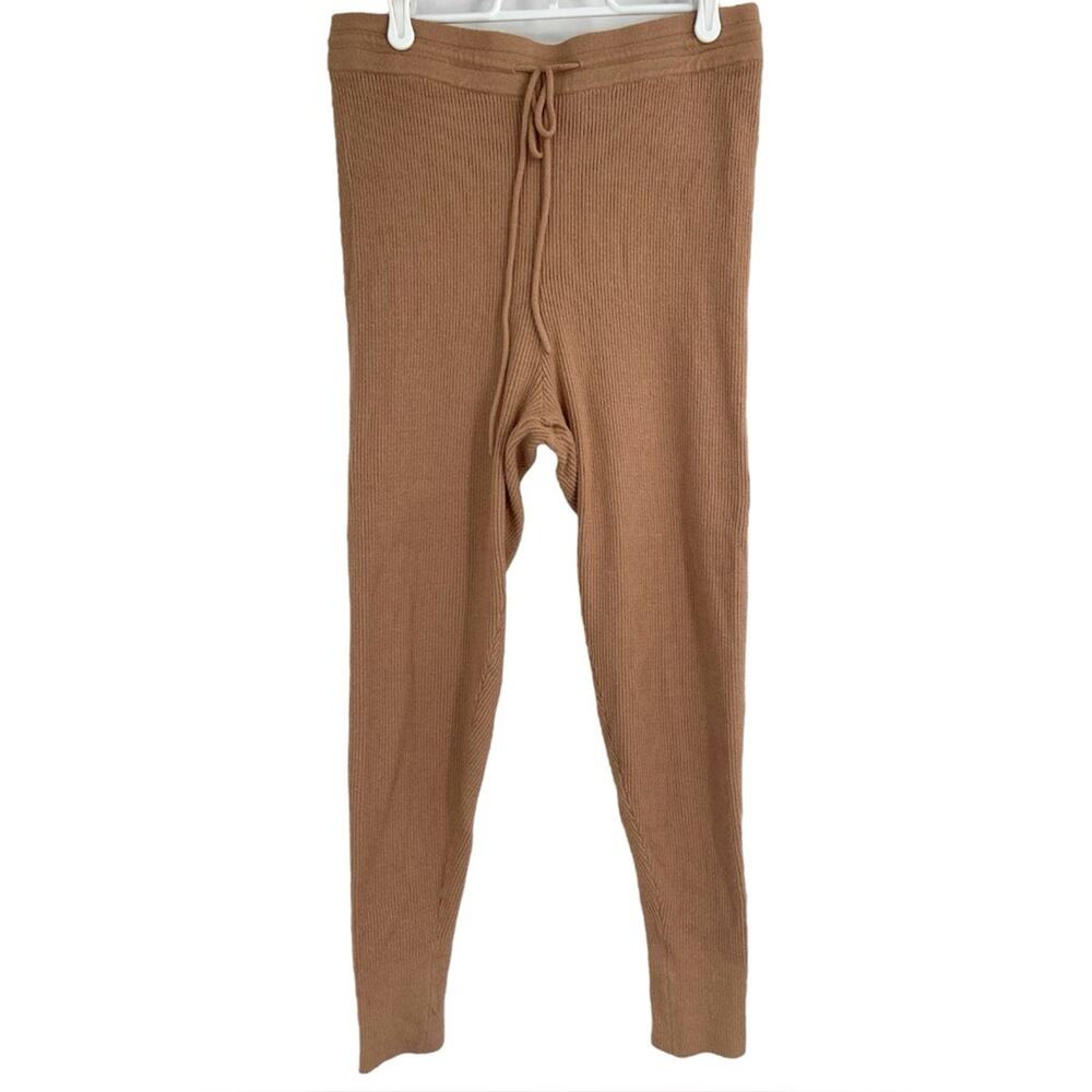 Something Navy Ribbed Knit Stretch Pants Brown Medium